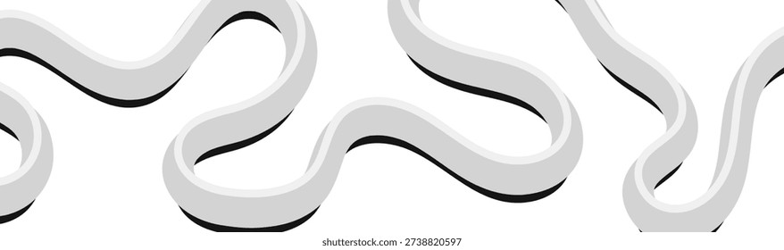 3d curved pipe illustration, white matte finish shape, wavy shadow effect