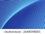3d curved striped line perspective speed visualization dimensional abstract background. Futuristic and modern line perspective with blue neon color.