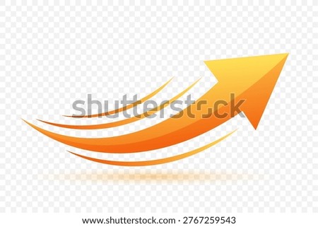 3d curved upward arrow symbol on transparent background vector