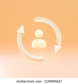 3d Customer interaction icon. Client returning or renention symbol. Vector illustration.