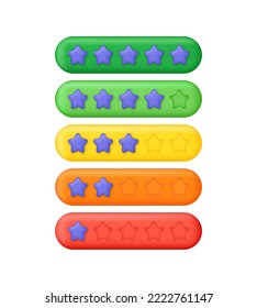 3D Customer review concepts. Reviews stars with good and bad rate. Online feedback, survey or review concept. Trendy and modern vector in 3d style.