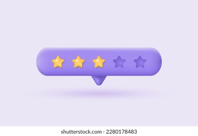 3.ª revisión por parte del cliente. Comentarios del concepto de clientes. Estrellas bajas en el fondo morado. Ilustración vectorial realista para aplicaciones web o móviles.