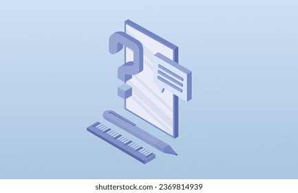 3.D Satisfacción del cliente. comentarios al servicio de asistencia en línea. Concepto de estudio y revisión. Diseño 3D.diseño vectorial isométrico Ilustración.