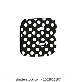 3d cute alfabet letter B with polka dots isolated Vector illustration
