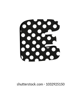 3d cute alfabet letter E with polka dots isolated Vector illustration