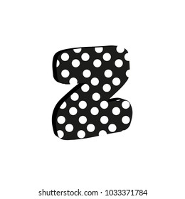 3d cute alfabet letter Z with polka dots isolated Vector illustration