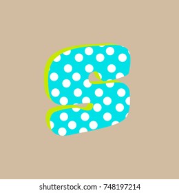 3d cute alphabet letter S with polka dots isolated Vector illustration