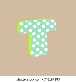 3d cute alphabet letter T with polka dots isolated Vector illustration
