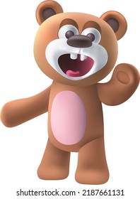 3D cute bear cartoon character illustration