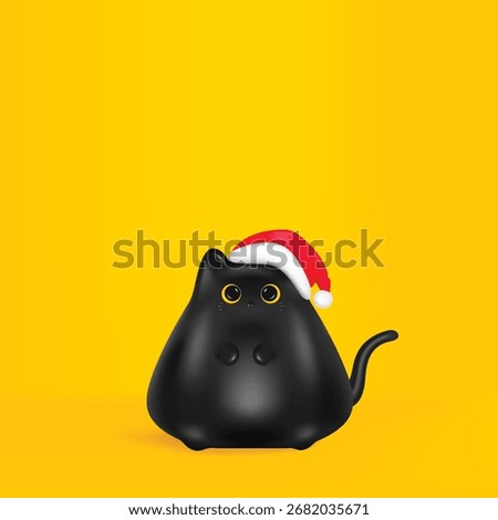3D cute black cat cartoon character, Christmas holiday, 3d rendering.