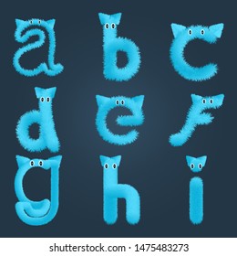 3D cute blue monster lettering text stock vector. Alphabets image