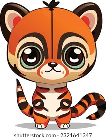 A 3D cute cartoon tiger would likely have large, round eyes that are expressive and filled with innocence. Its face would feature soft and rounded features, giving it an adorable appearance.