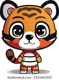 A 3D cute cartoon tiger would likely have large, round eyes that are expressive and filled with innocence. Its face would feature soft and rounded features, giving it an adorable appearance.