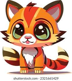 A 3D cute cartoon tiger would likely have large, round eyes that are expressive and filled with innocence. Its face would feature soft and rounded features, giving it an adorable appearance.