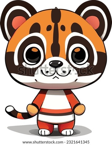 A 3D cute cartoon tiger would likely have large, round eyes that are expressive and filled with innocence. Its face would feature soft and rounded features, giving it an adorable appearance.