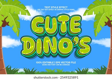 3d Cute Dino Cartoon Editable Text Effect