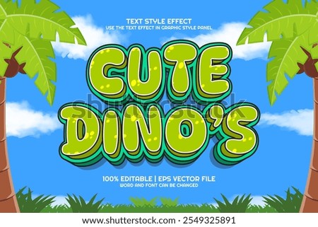 3d Cute Dino Cartoon Editable Text Effect