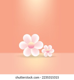 3d cute flower isolated on pink background