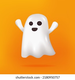 3D cute Ghost Emoji Emoticon oder Illustration Element für halloween Party