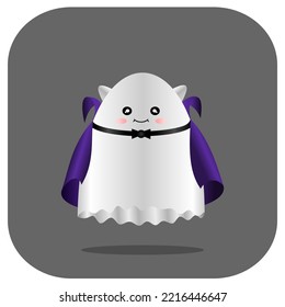 Ilustración fantasma 3D, linda con disfraz de Drácula adecuado para símbolos, Día de Halloween y otros