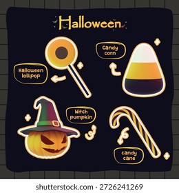 3D lindo caramelo de Halloween y calabaza
