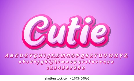 3D Cute Modern Text Effect Alphabet Collection Set