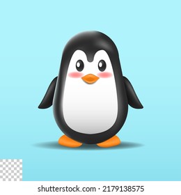 3d cute penguin illustration isolated design