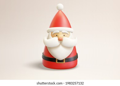 3d cute Santa Claus figurine. Illustration of Christmas Santa Claus figurine on an empty background