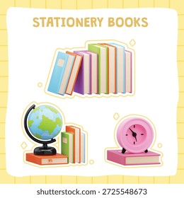 3D Cute School Stationery Set