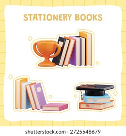 3D Cute School Stationery Set