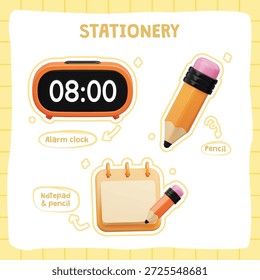 3D Cute School Stationery Set