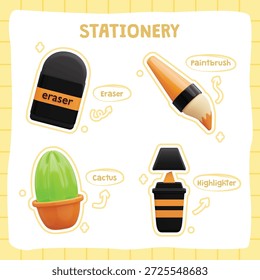 3D Cute School Stationery Set