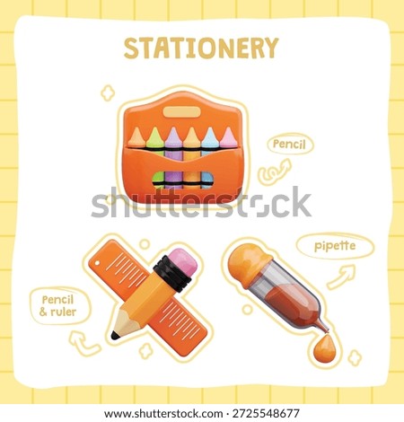 3D Cute School Stationery Set