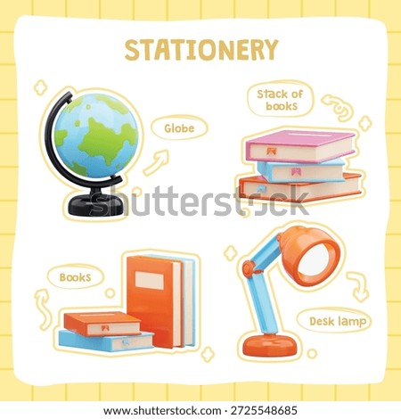 3D Cute School Stationery Set