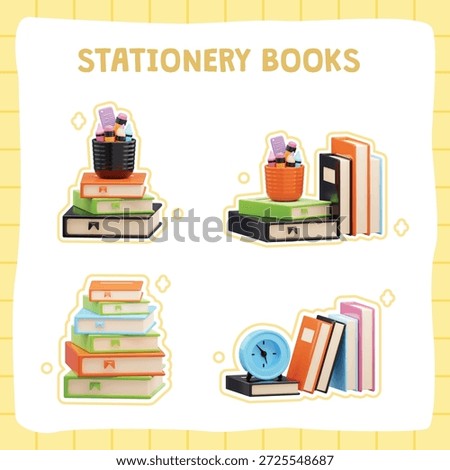 3D Cute School Stationery Set