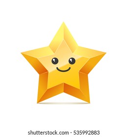 3d cute smiling star. Vector illustration