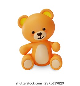 Vector isolated cute cartoon teddy bear toy drawing. Colorless contour  plush teddy bear icon logotype. Stock Vector