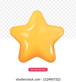 3d cute yellow star. cartoon render style 3d. cute icon 3d