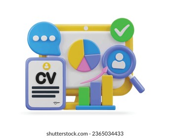 3d cv, icono de reanudación de ofertas de trabajo