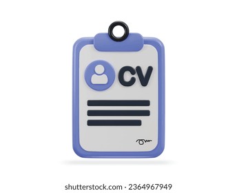 3d cv resume vector icon