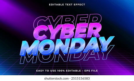 3d cyber monday gradient glitch text style effect template editable text effect