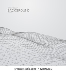 3D cyberspace grid. Vector illustration of distorted cyberspace grid. Technology background