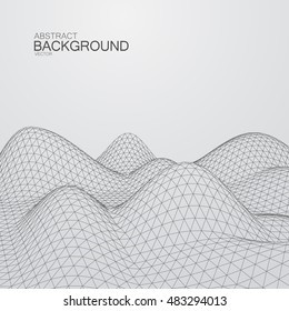 3D cyberspace grid. Vector illustration of distorted cyberspace grid. Technology background