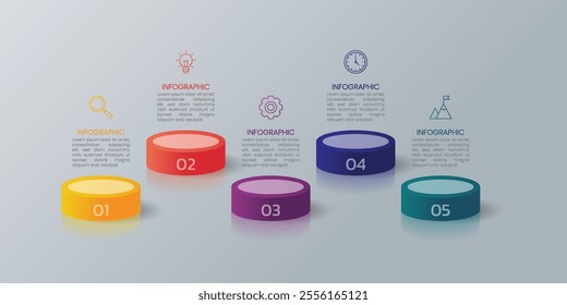 3D Cylinder Infographic Template with icon