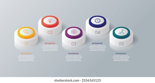 3D Cylinder Infographic Template with icon