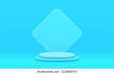 3d cylinder pedestal geometric blue basic platform rhombus wall award arena product performance realistic vector illustration. Podium foundation advertising showcase display exhibition merchandise