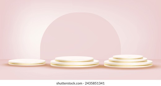 3D cylinder pedestal podium background. Abstract composition in minimal mockup product display presentation.