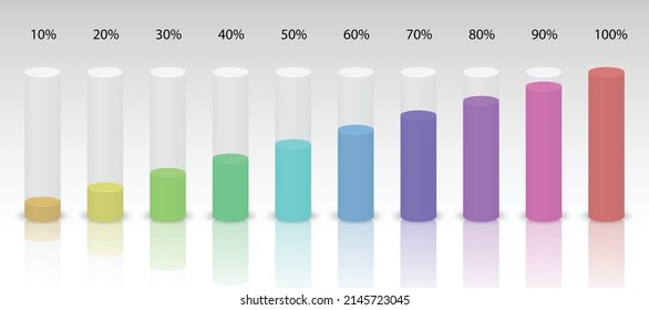 3d Cylinder Percent Infographic. Vector Pillar Chart On White Background