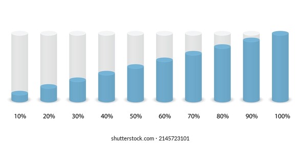 3d cylinder percent infographic. Vector pillar chart on white background