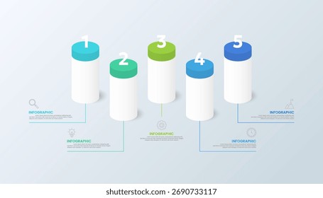 Gráfico de barras de infografía cilíndrica 3D